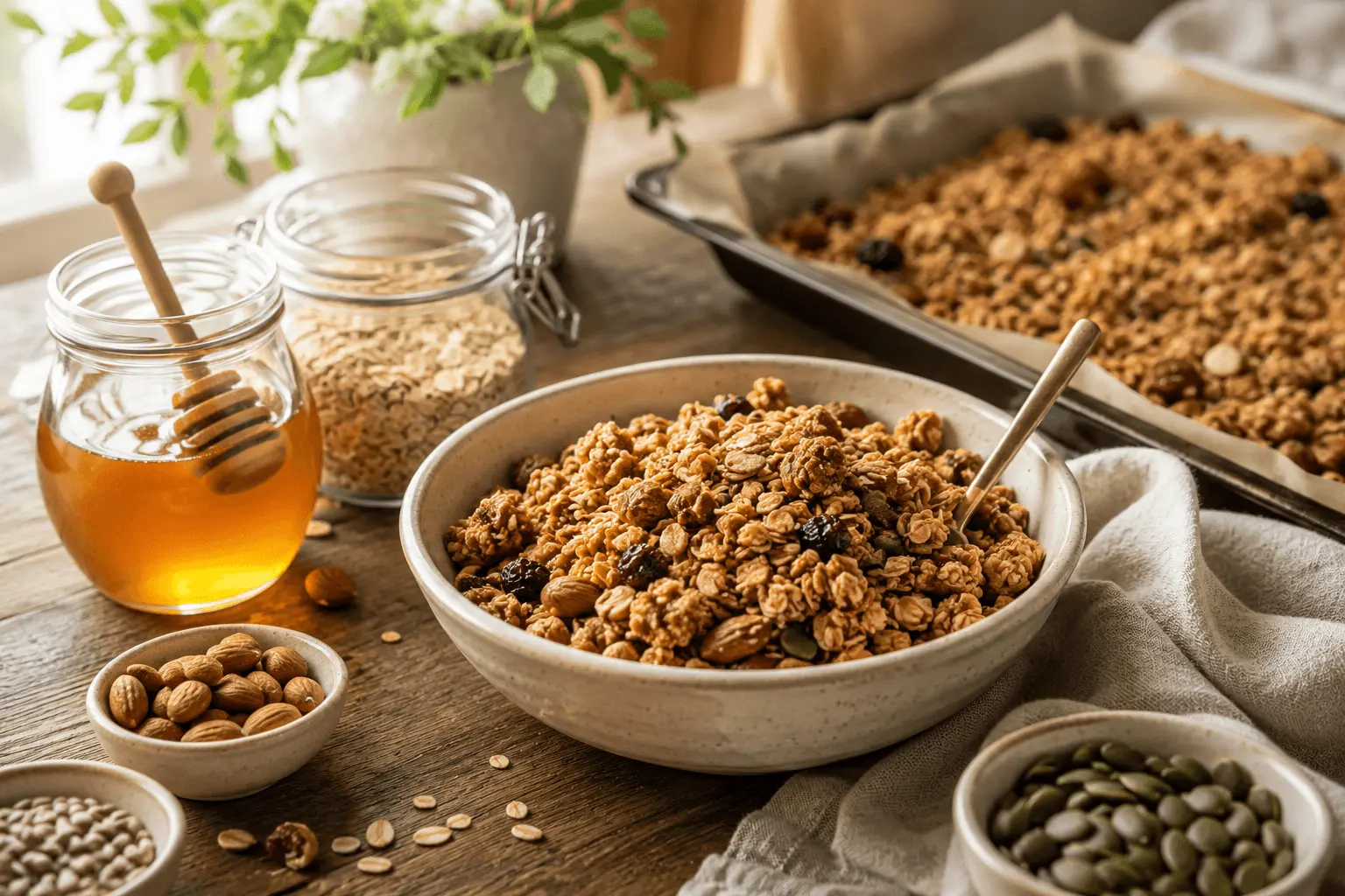 Honungsgranola – enkelt recept med rå honung & mandel